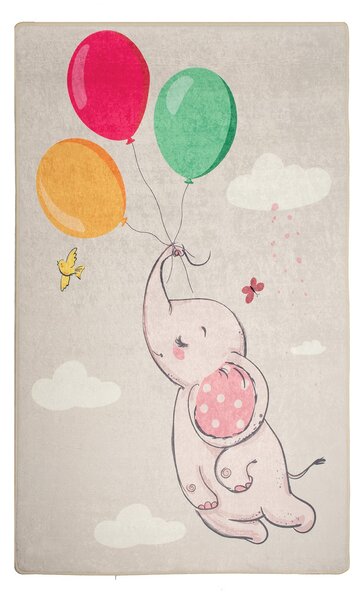 ASIR Dětský koberec(100 x 160 cm) BALLOONS hnědý – slon s balónky