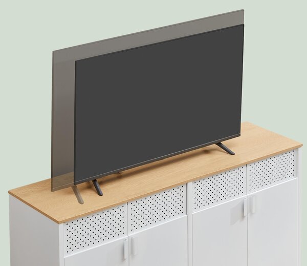 SONGMICS Kovová skříň, úložná skříň, s nastavitelnými policemi, 40 x 141 x 76 cm, bílo-béžová