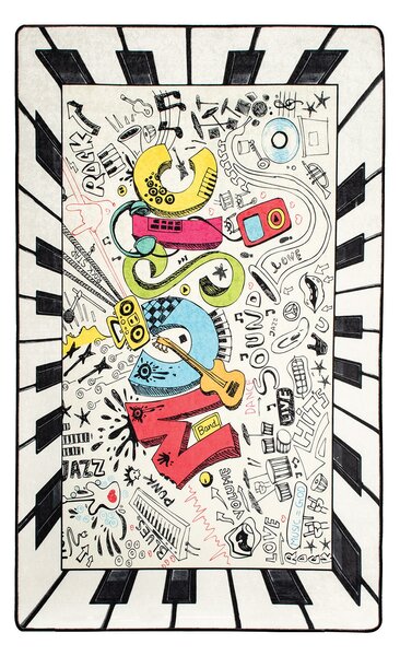 ASIR Dětský koberec(100 x 160 cm) MUSIC bílý