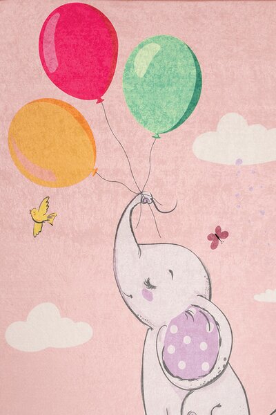 ASIR Koberec (140 x 190) BALLOONS růžový – slon s balónky