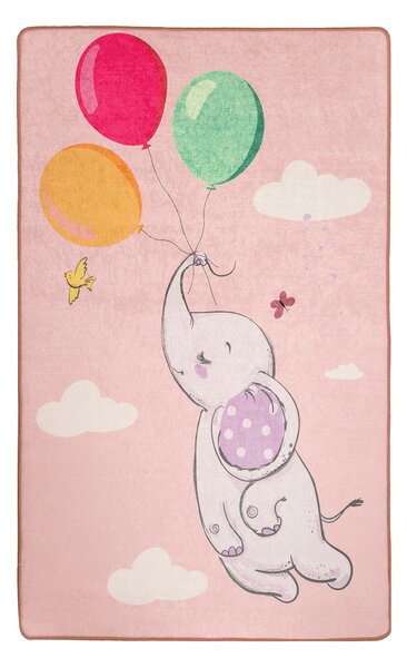 ASIR Koberec (140 x 190) BALLOONS růžový – slon s balónky