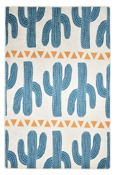 ASIR Dětský koberec (140 x 190) CACTUS TIME béžový s modrými kaktusy