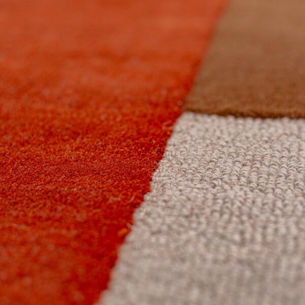 Ručně tkaný vlněný kulatý koberec v cihlové barvě ø 200 cm Mia Segment – Flair Rugs