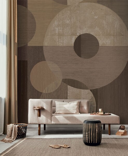 Geometrická vliesová obrazová tapeta na zeď, žlutá, hnědá, IMD28140, Imani, Decoprint