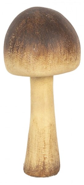 Plastová dekorace houba s hnědým kulatým kloboukem – 7x16 cm