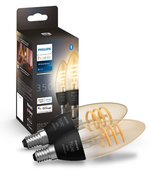 Sada 2x Hue WA Filament žárovka LED E14 B39 4,6W 350lm 2200-4500K IP20