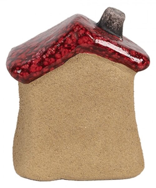 Keramický domeček na svíčku s červenou střechou a srdcem Sevrin IV – 7x6x8 cm