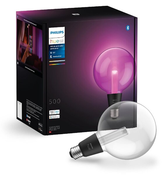 HUE Lightguide LED žárovka E27 G125 6,8W 500lm 2000-6500K RGB CRI80 IP20, stmívatelná