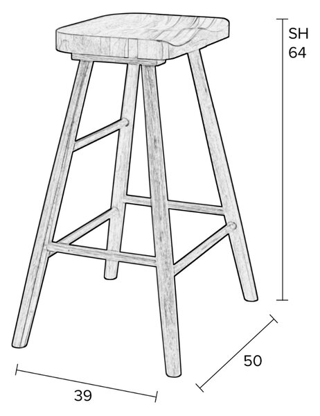 White Label Dubová barová židle VANDER 64 cm
