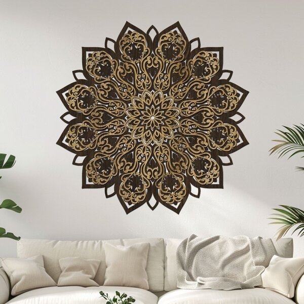 2 vrstvá mandala ROZKVĚTU | Rozměry (cm): 40x40 | Zvolte barevný dekor: dub zlatý-ořech