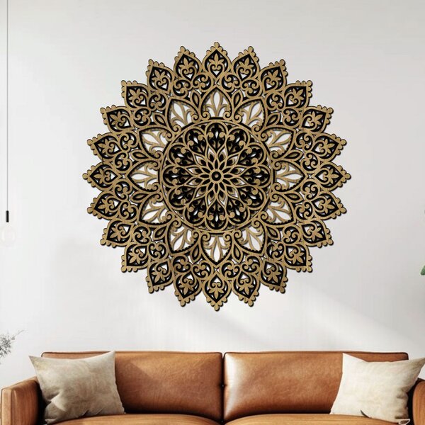 3 vrstvá mandala HARMONIE DUŠE | Rozměry (cm): 40x40 | Zvolte barevný dekor: dub zlatý-černá