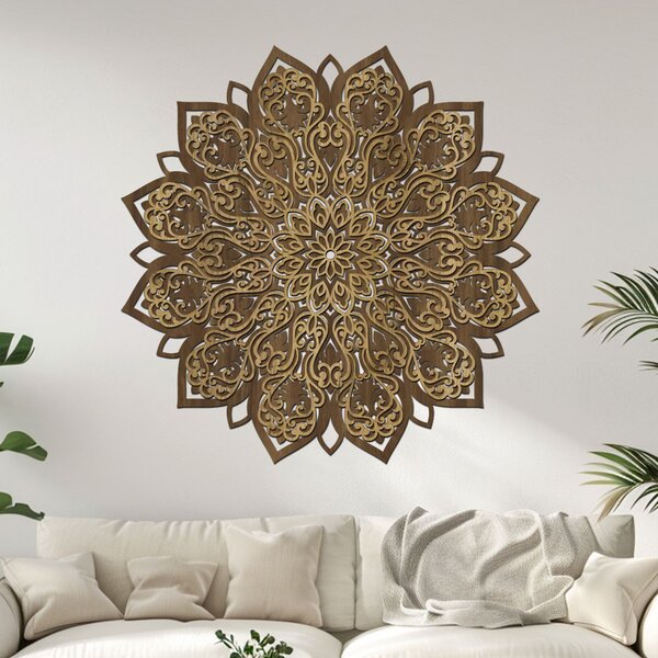 2 vrstvá mandala ROZKVĚTU | Rozměry (cm): 40x40 | Zvolte barevný dekor: dub zlatý-ořech