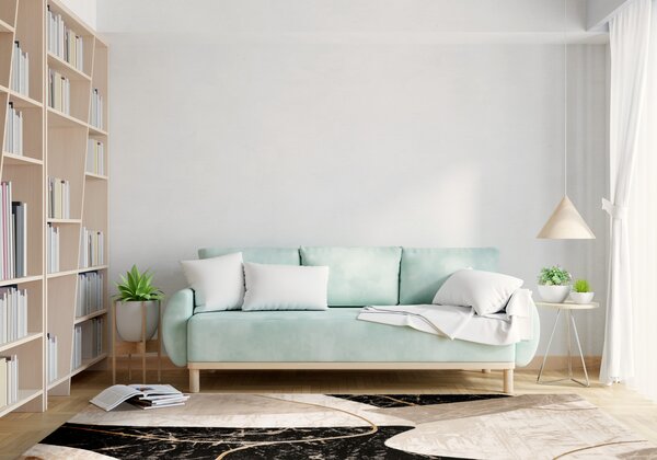 Makro Abra Kusový moderní koberec Kashmir KR205S Mramor černý žlutý krémový Rozměr: 100x200 cm