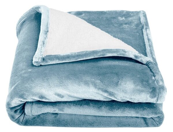 Oboustranná deka sherpa a fleece ledově modrá 75x100 cm