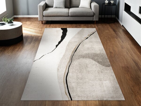 Makro Abra Kusový koberec Kashmir KR143S Moderní Abstraktní černý béžový krémový Rozměr: 120x170 cm