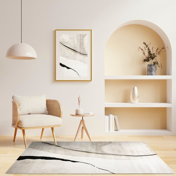 Makro Abra Kusový koberec Kashmir KR143S Moderní Abstraktní černý béžový krémový Rozměr: 120x170 cm