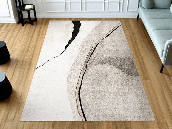 Makro Abra Kusový koberec Kashmir KR143S Moderní Abstraktní černý béžový krémový Rozměr: 120x170 cm