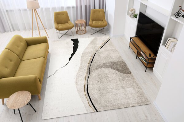 Makro Abra Kusový koberec Kashmir KR143S Moderní Abstraktní černý béžový krémový Rozměr: 120x170 cm