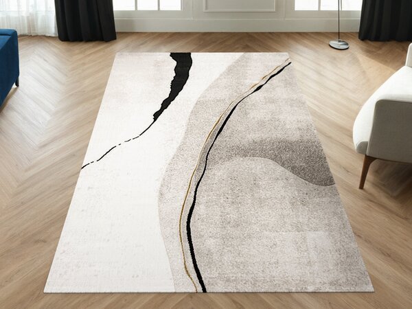 Makro Abra Kusový koberec Kashmir KR143S Moderní Abstraktní černý béžový krémový Rozměr: 120x170 cm