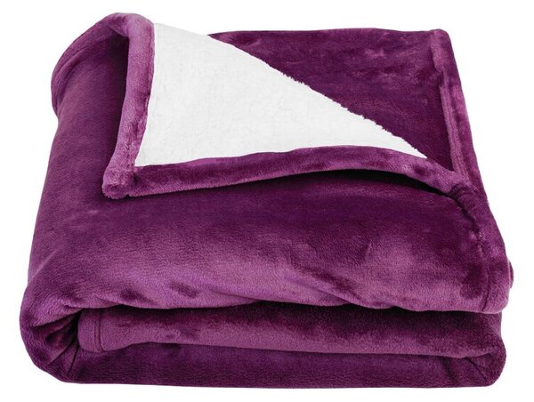 Oboustranná deka sherpa a fleece černý rybíz 75x100 cm