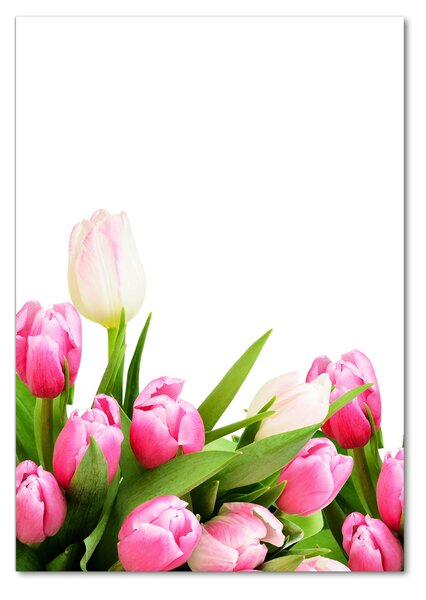 Vertikální Fotoobraz na skle Růžové tulipány osv-138798865