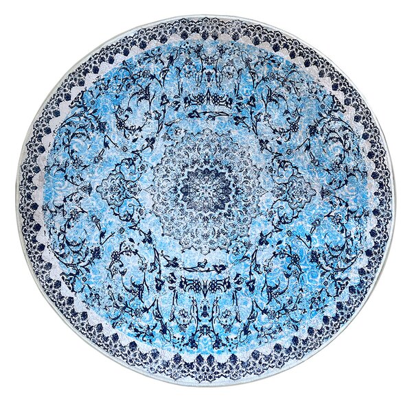 ASIR Kulatý koberec (80 x 80) RAIYA ÇAP modrý s ornamenty