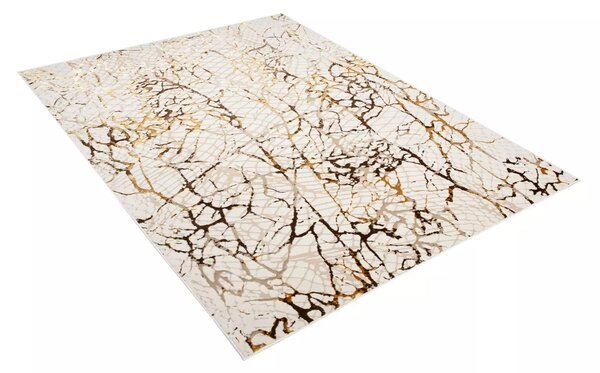 Makro Abra Kusový koberec GOLDEN MZ39C Abstraktní Moderní krémový hnědý Rozměr: 80x150 cm