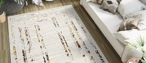 Makro Abra Kusový koberec GOLDEN MZ38K Moderní Klasický krémový hnědý Rozměr: 80x150 cm