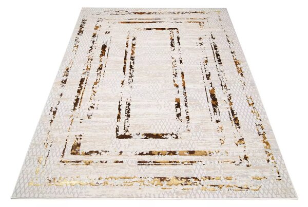 Makro Abra Kusový koberec GOLDEN MZ38K Moderní Klasický krémový hnědý Rozměr: 80x150 cm