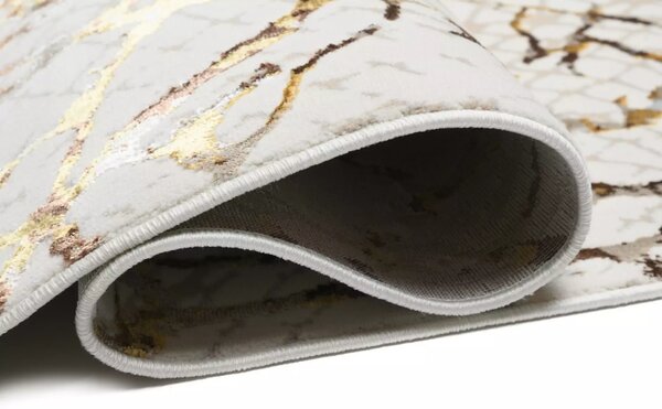 Makro Abra Kusový koberec GOLDEN MZ39C Abstraktní Moderní krémový hnědý Rozměr: 80x150 cm