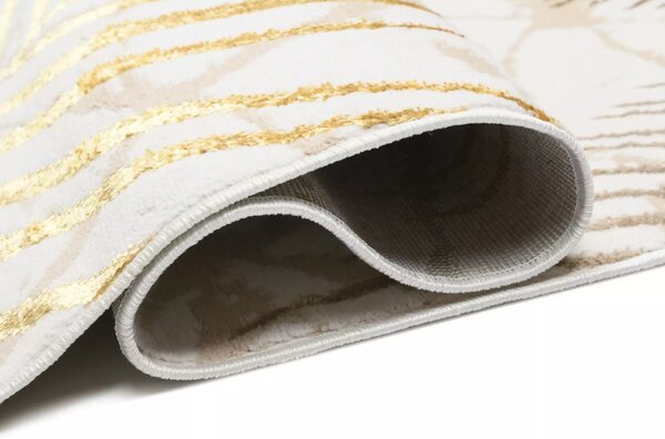 Makro Abra Kusový koberec GOLDEN NA37G Listy Moderní krémový Rozměr: 80x150 cm