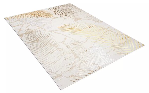 Makro Abra Kusový koberec GOLDEN NA37G Listy Moderní krémový Rozměr: 80x150 cm
