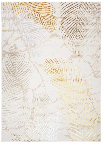 Makro Abra Kusový koberec GOLDEN NA37G Listy Moderní krémový Rozměr: 80x150 cm