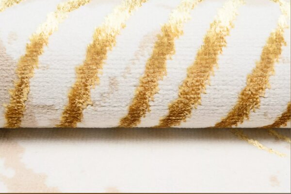 Makro Abra Kusový koberec GOLDEN NA37G Listy Moderní krémový Rozměr: 80x150 cm