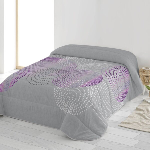 Přikrývka z mikrovlákna s potiskem kruhů 200g/m2 šedá/lila 140x200 cm