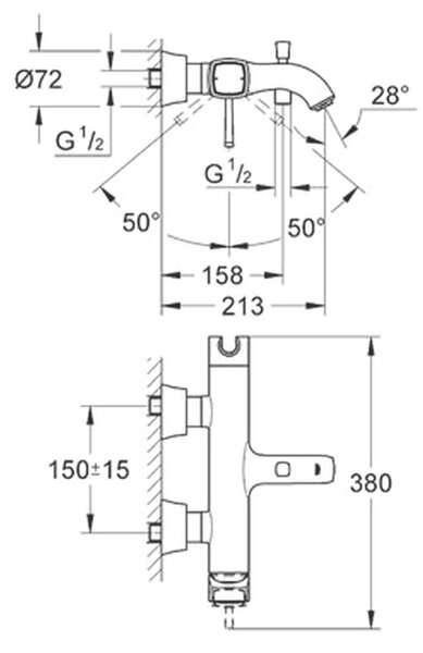 GROHE Grandera - Páková vanová baterie, DN 15, Chrom 23317000