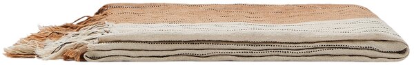 Oranžovo-béžový lněný pléd Kave Home Sunig 170 x 130 cm