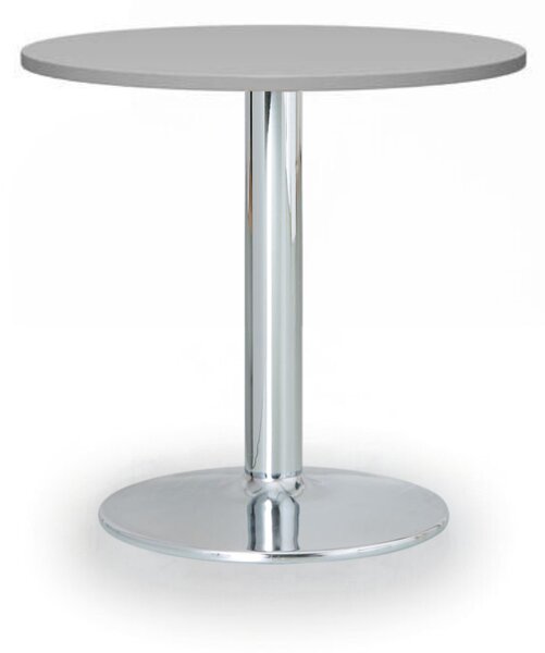 Konferenční stolek ZEUS II, průměr 60 cm, chromovaná podnož, šedá