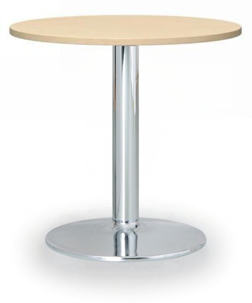 Konferenční stolek ZEUS II, průměr 60 cm, chromovaná podnož, bříza