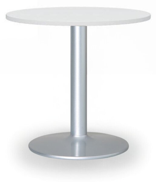 Konferenční stolek ZEUS II, průměr 60 cm, šedá podnož, bílá