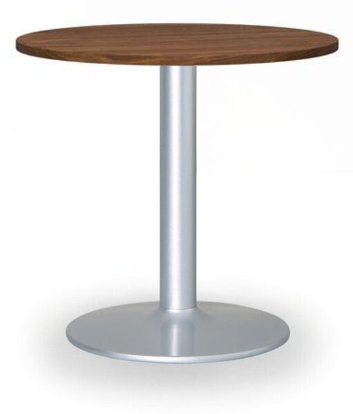 Konferenční stolek ZEUS II, průměr 60 cm, šedá podnož, ořech