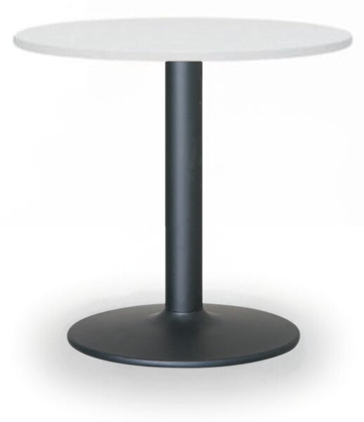 Konferenční stolek ZEUS II, průměr 60 cm, černá podnož, bílá