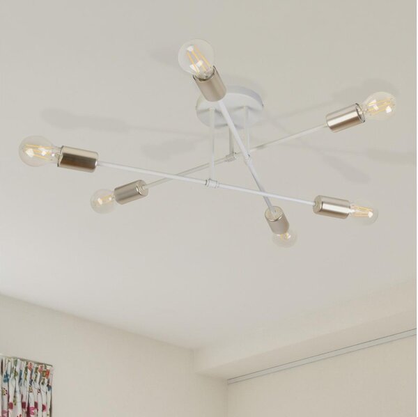 Přisazený lustr CAMBRIDGE 6xE27/15W/230V mosaz/bílá