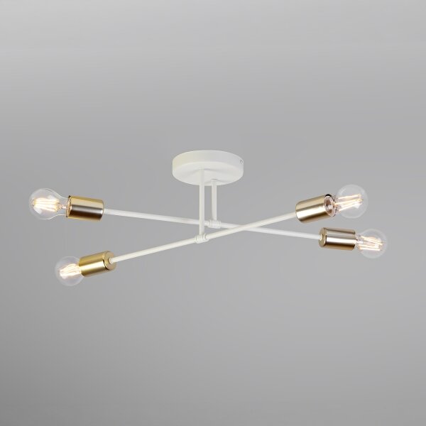 Přisazený lustr CAMBRIDGE 4xE27/15W/230V mosaz/bílá