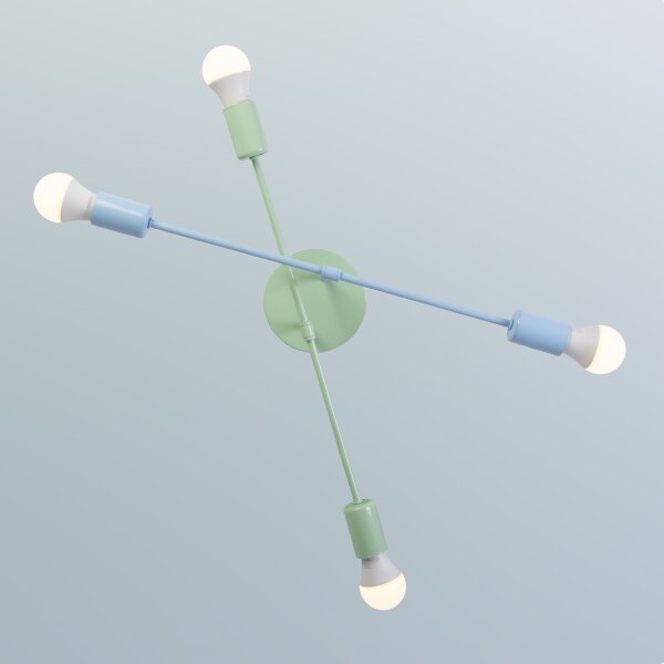 Přisazený lustr CAMBRIDGE 4xE27/15W/230V zelená/modrá