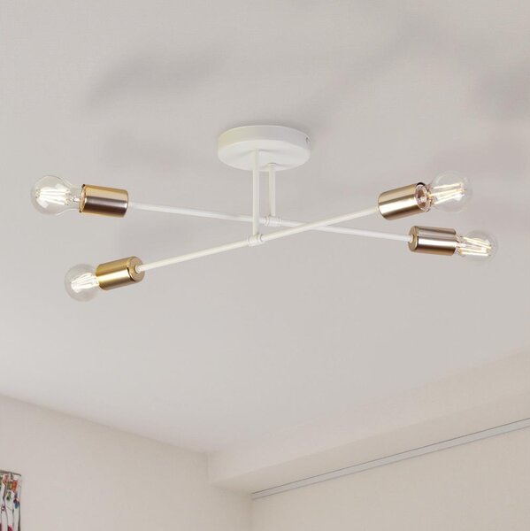 Přisazený lustr CAMBRIDGE 4xE27/15W/230V mosaz/bílá