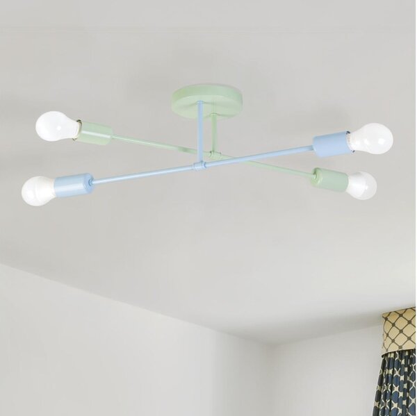 Přisazený lustr CAMBRIDGE 4xE27/15W/230V zelená/modrá