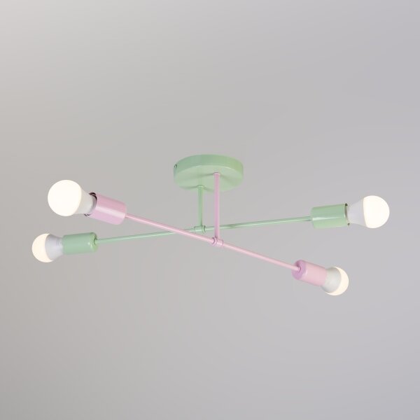 Přisazený lustr CAMBRIDGE 4xE27/15W/230V zelená/růžová