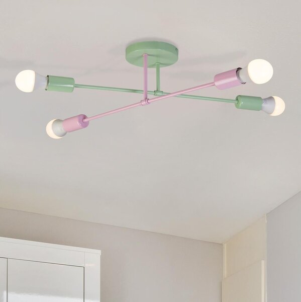 Přisazený lustr CAMBRIDGE 4xE27/15W/230V zelená/růžová