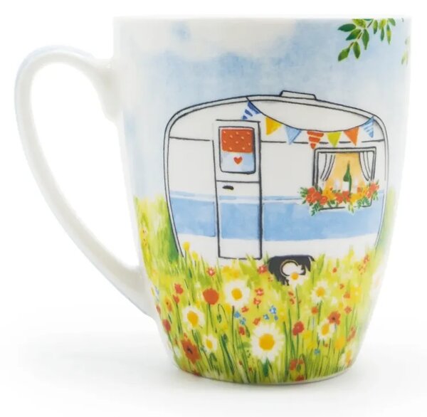 Hrnek Prázdniny v karavanu, 350 ml, PPD, porcelán New Bone China, motiv retro karavanu